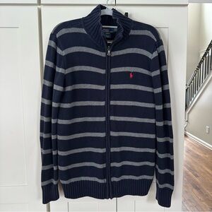 Ralph Lauren Navy and Gray Zip-Up Sweater